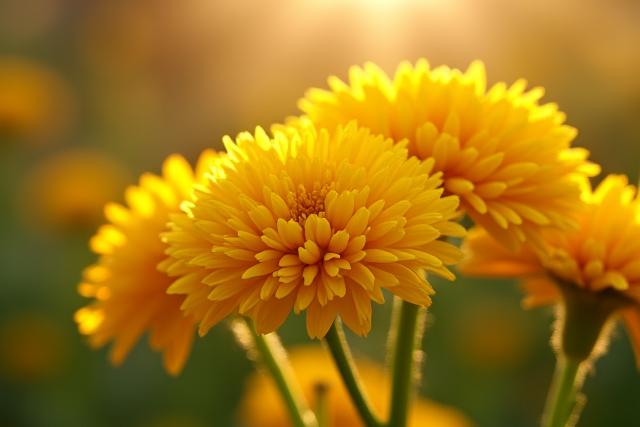 Fleur d'Immortelle de Corse dorée, en gros plan et lumineuse